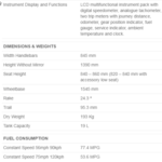 Triumph Tiger XC800 dimensions and weight specs