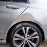 Mercedes Benz C200 205 left fender repair prior to sanding at GP Motor Works
