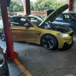 BMW M4 4-series in for diagnosis of a chassis fault and full service at GP Motor Works
