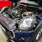Mini Cooper wiring being tested to diagnose why the engine is misfiring at GP Motor Works