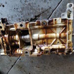 BMW 302i e90 - shows damaged oil pump - following because timing chain snapped & camshaft seized - in for rebuild at GP Motor Works