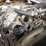 BMW X5 M S63 view of turbochargers - vehicle in for diagnostic test to find fault causing misfire & excessive exhaust smoke at GP Motor Works