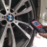 BMW X5 M50d - tyre pressure monitor tool used to diagnose faulty valve sensors by GP Motor Works