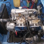 BMW 2002ti engine bay - car in for engine tuneup to stop black exhaust emissions at GP Motor Works