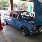 BMW 2002ti in for engine tuneup to stop black exhaust emissions at GP Motor Works