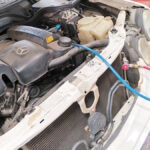 Mercedes Benz E320 undergoing the re-gassing of the airconditioner unit with new refrigerant by GP Motor Works