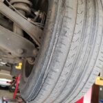 BMW X3 with badly worn tyres in for repair at GP Motor Works