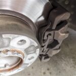BMW 320i brake disc and caliper closeup at GP Motor Works