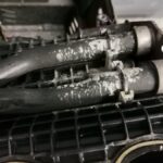 BMW 740i charge pressure cooler closeup of the leak at GP Motor Works