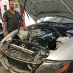 BMW Z4 with our technician during the reset of the timing and idling at GP Motor Works